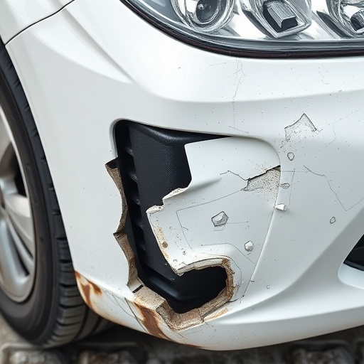 damaged car bumper
