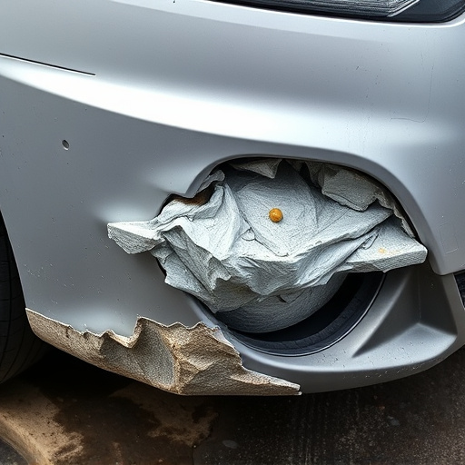 damaged car bumper