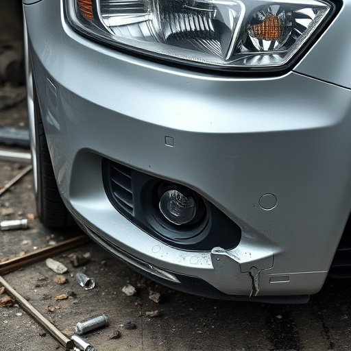 damaged car bumper