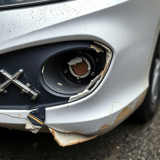 damaged car bumper