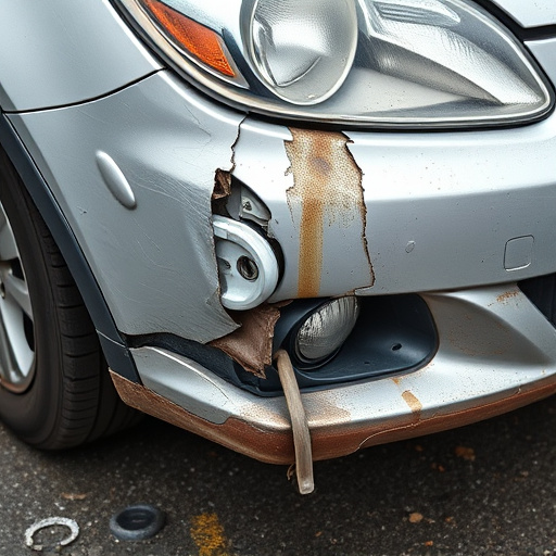 damaged car bumper