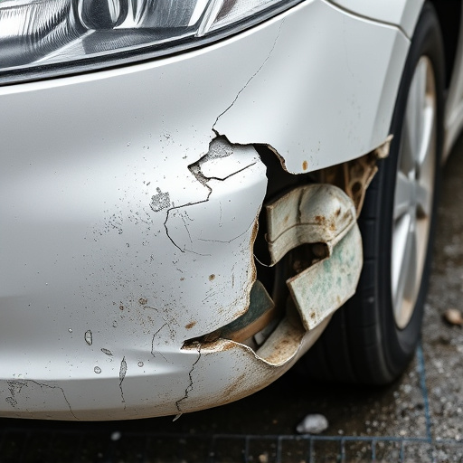 damaged car bumper
