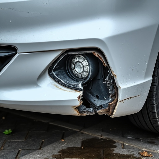 damaged car bumper