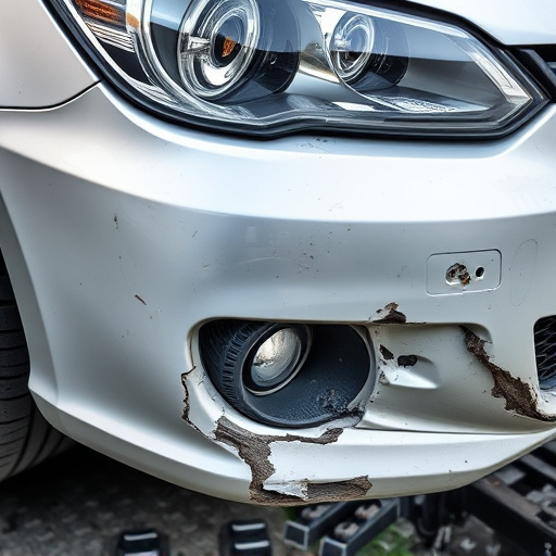 damaged car bumper