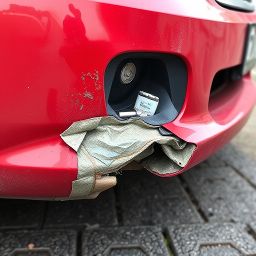 damaged car bumper