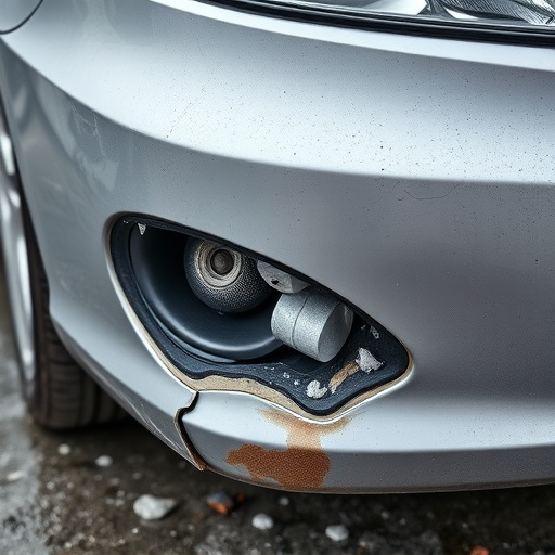 damaged car bumper