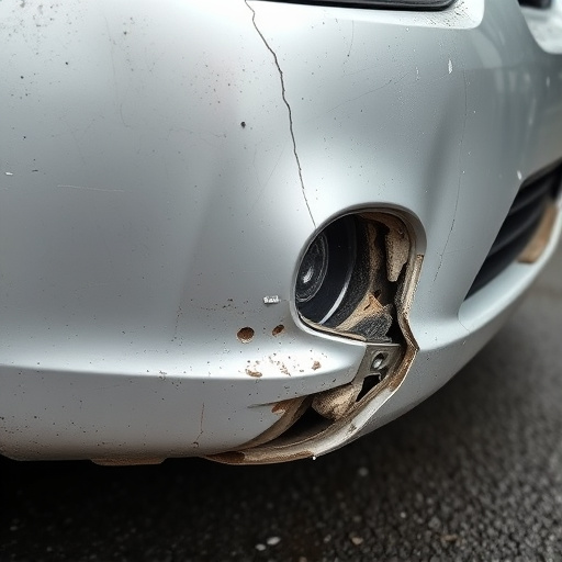 damaged car bumper