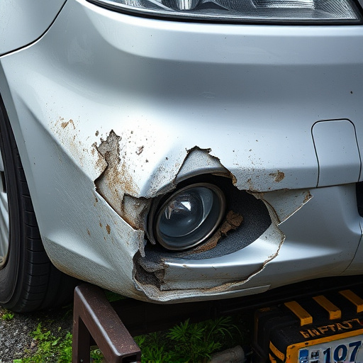 damaged car bumper