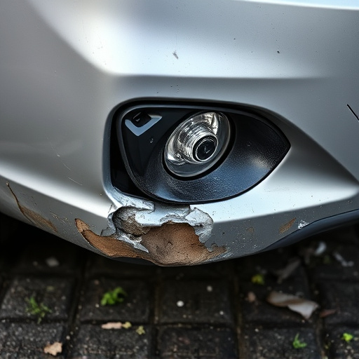 damaged car bumper