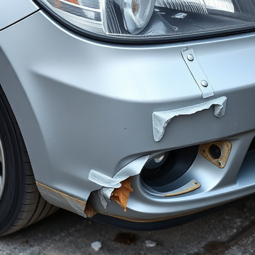 damaged car bumper