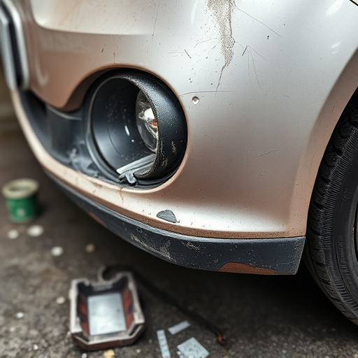 damaged car bumper