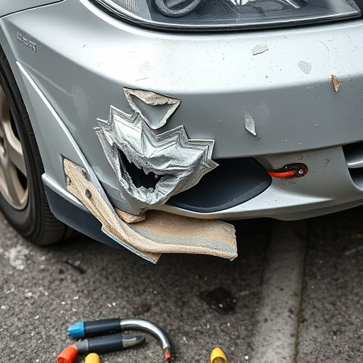 damaged car bumper