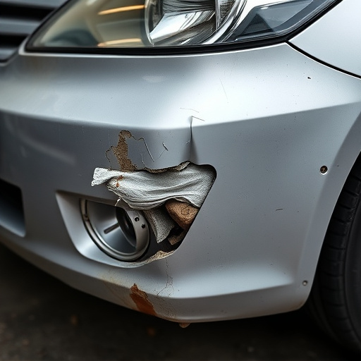 damaged car bumper