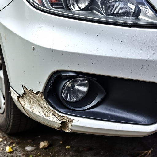 damaged car bumper