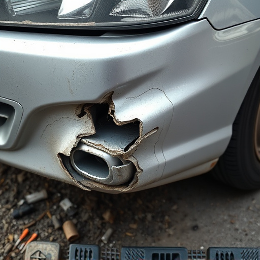 damaged car bumper