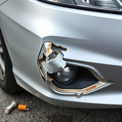 damaged car bumper