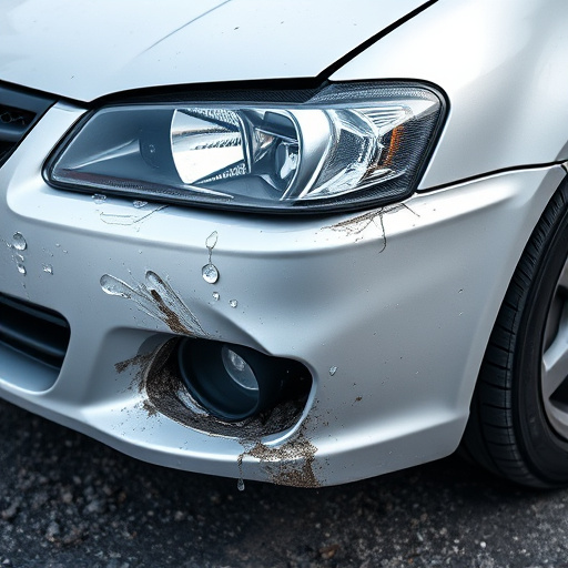 damaged car bumper