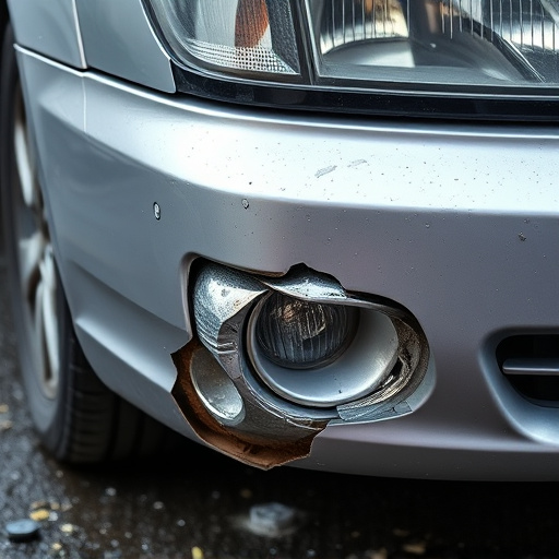 damaged car bumper