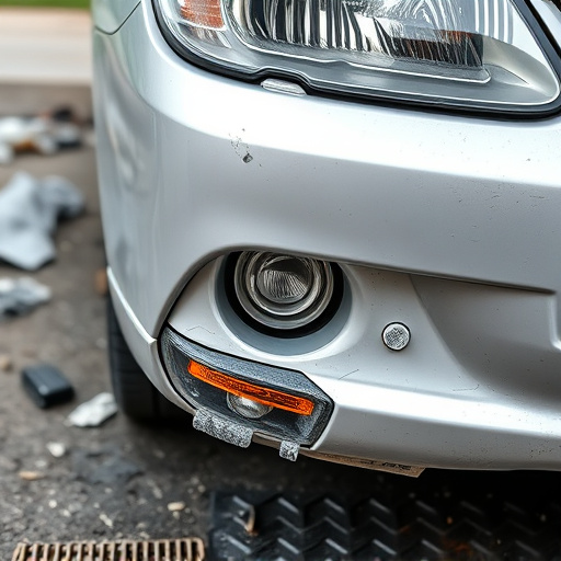 damaged car bumper