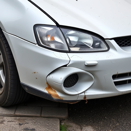 damaged car bumper