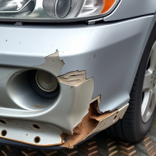 damaged car bumper