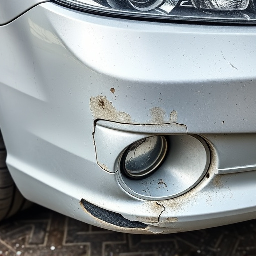 damaged car bumper
