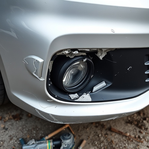 damaged car bumper