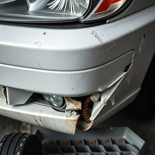damaged car bumper