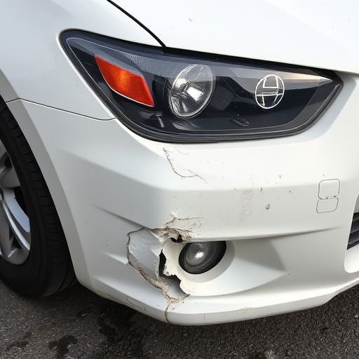 damaged car bumper