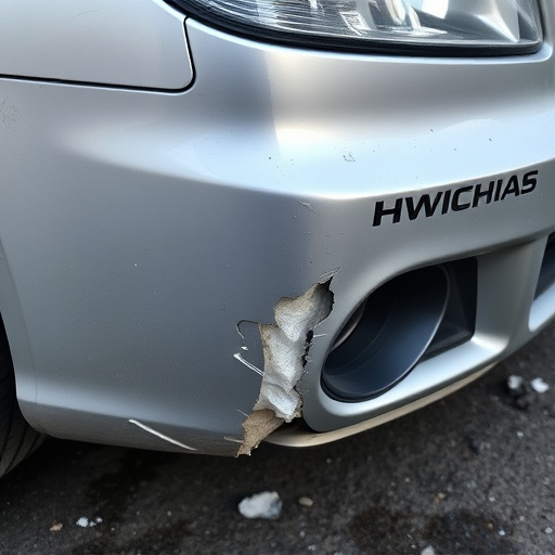 damaged car bumper