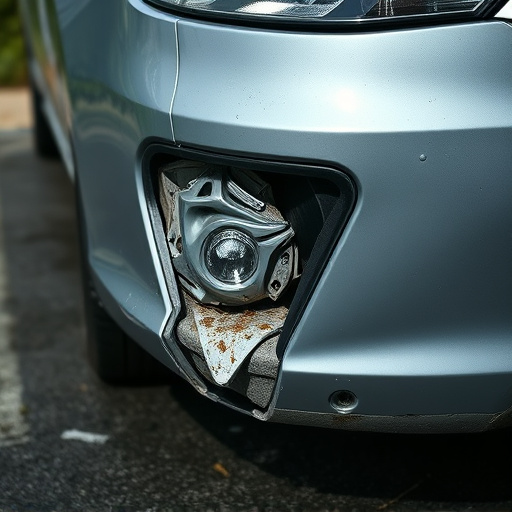 damaged car bumper