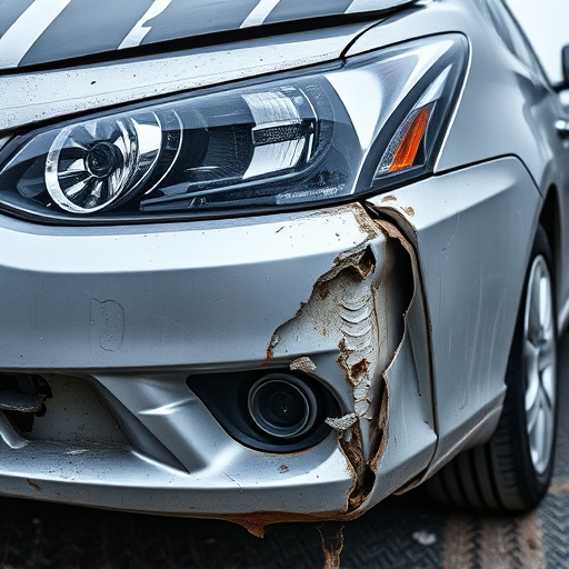 damaged car bumper