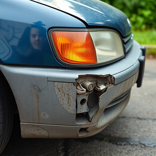 damaged car bumper