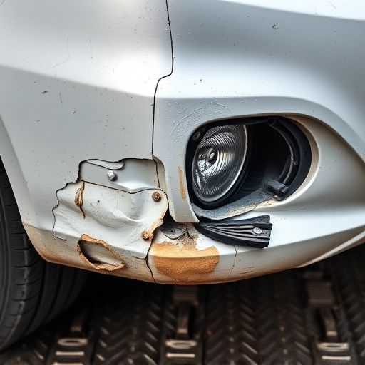 damaged car bumper