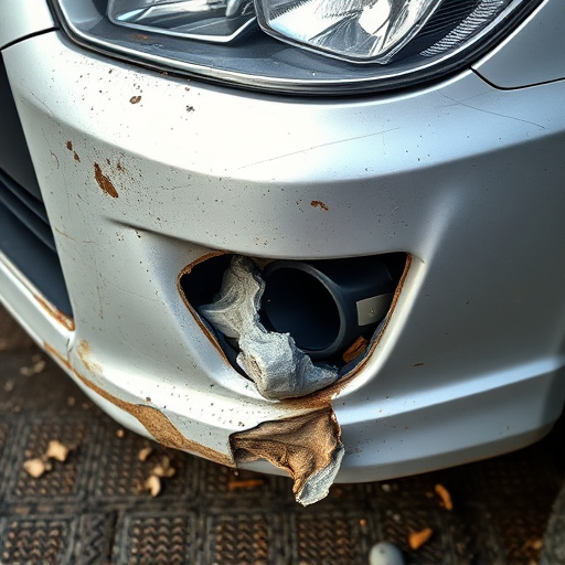 damaged car bumper
