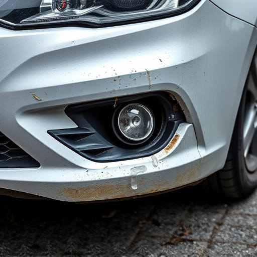 damaged car bumper