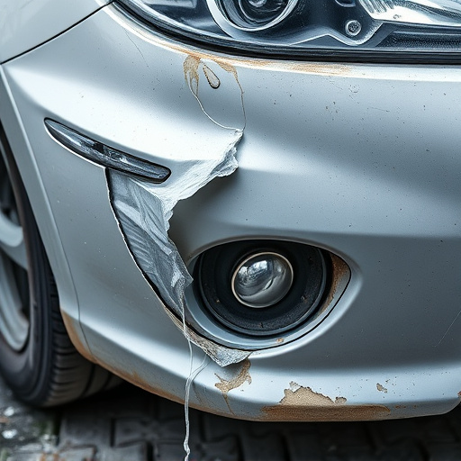 damaged car bumper