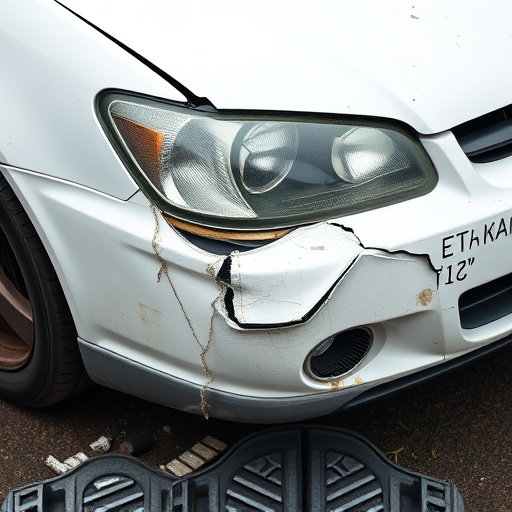 damaged car bumper