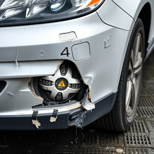 damaged car bumper