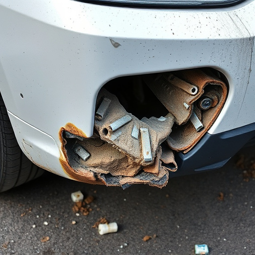 damaged car bumper