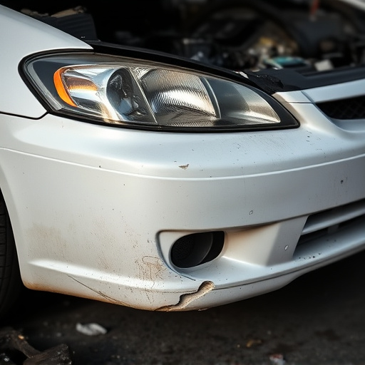 damaged car bumper