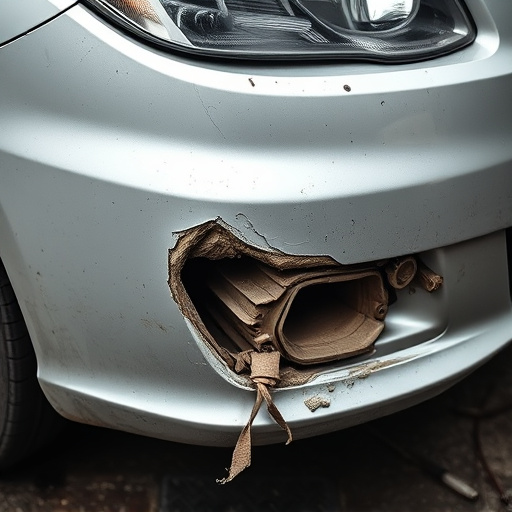 damaged car bumper
