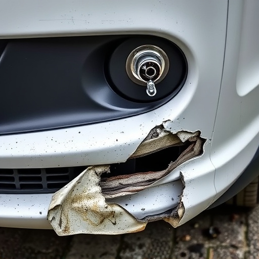 damaged car bumper
