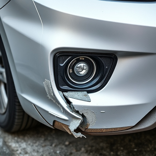damaged car bumper