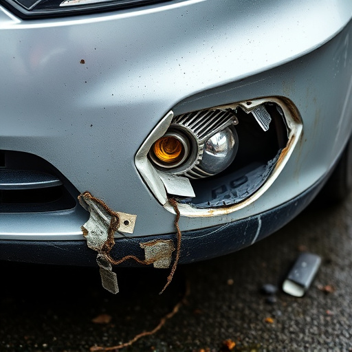 damaged car bumper