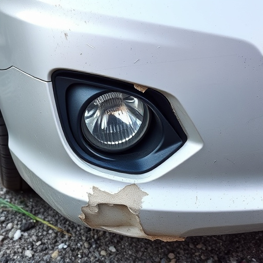 damaged car bumper