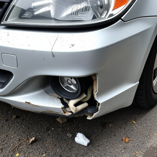 damaged car bumper