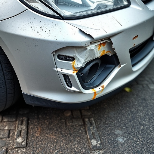 damaged car bumper