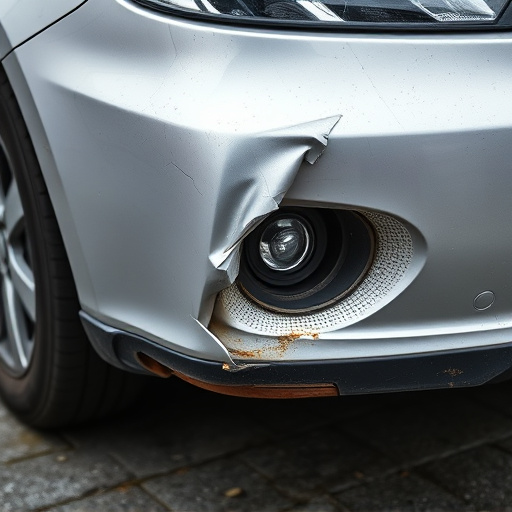 damaged car bumper