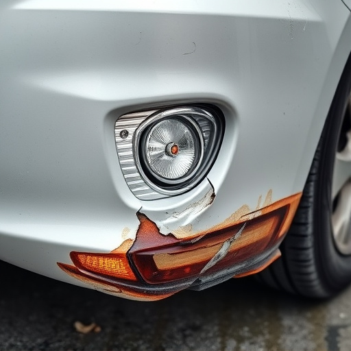 damaged car bumper